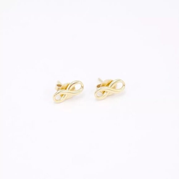 Tiffany & Co. Infinity Mini Stud Earrings 18K Yellow Gold 750 Auth w/Box - Picture 14 of 16